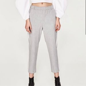 Zara Trafaluc Women’s Side Stripe Cropped Trousers in Grey
